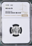 1939-P Mercury Head Dime, MS66FB NGC, (24702)
