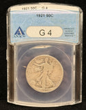 1921-P Walking Liberty Half Dollar, Key Date, G4 ANACS (24714)