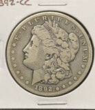 1892-CC Morgan Silver Dollar, VF+ Details, Scratched, (24757)