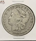 1893-P Morgan Silver Dollar, Key Date, Nicely Circulated. (24759)
