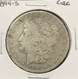 1894-S Morgan Silver Dollar, Better Date, Nicely Circulated. (24763)