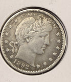 1892-S Barber Quarter, Nicely Circulated VF, (24899)