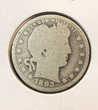 1893-P Barber Quarter, Nicely Circulated, (24901)