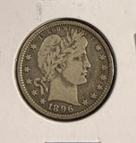 1896-O Barber Quarter, Nicely Circulated, (24924)