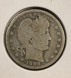 1898-O Barber Quarter, Nicely Circulated, (24936)