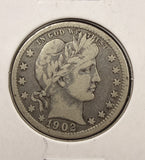 1902-P Barber Quarter, Nicely Circulated, (24956)
