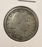 1905-S Barber Quarter, Nice VF, (24976)