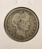 1905-O Barber Quarter, Nicely Circulated, (24978)