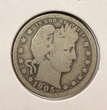 1905-P Barber Quarter, Nicely Circulated, (24980)