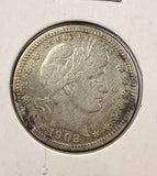 1902-S Barber Quarter, VF Details, (24992)