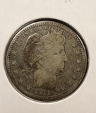 1911-S Barber Quarter, Circulated, (25001)