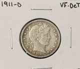 1911-D Barber Quarter, VF Details, (25003)