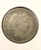 1911-P Barber Quarter, Nice XF, (25005)