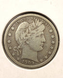 1909-S Barber Quarter, Nice VF, (25011)