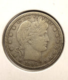 1908-O Barber Quarter, Nice VF+, (25021)