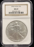 1996 1oz American Silver Eagle, MS69 NGC (25108)