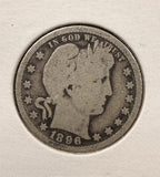 1896-O Barber Quarter, Nicely Circulated, (25118)