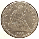 1847-P Seated Liberty Dollar, AU Details, (25154)