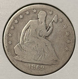 1862-S Seated Liberty Half Dollar, Nicely Circulated. (25322)