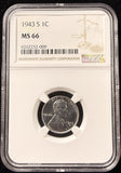 1943-S Lincoln Wheat Cent, MS66 PCGS, (25340)