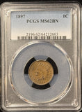 1897-P Indian Head Cent, MS62BN PCGS, (25362)