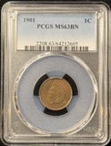 1901-P Indian Head Cent, MS63BN PCGS, (25366)