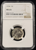 1934-P Buffalo Nickel, MS65 NGC, (25380)