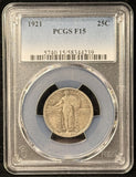 1921-P Standing Liberty Quarter, F15 PCGS, (25390)