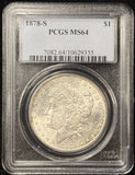 1878-S Morgan Silver Dollar, MS64 PCGS (25410)
