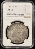 1891-CC Morgan Silver Dollar, MS61 NGC, Toned (25418)