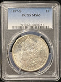 1897-S Morgan Silver Dollar, MS63 PCGS, (25422)