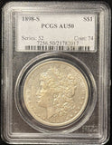 1898-S Morgan Silver Dollar, AU50 PCGS, (25424)