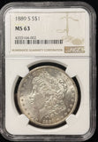 1889-S Morgan Silver Dollar, MS63 NGC, (25426)