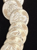 Original Roll 1956 Franklin Half Dollars, White BU Coins, 20 pcs (25487)