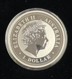 2002 Australia Dollar, Year of the Horse, 1oz 999 Silver, (25512)