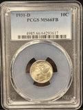 1931-D Mercury Head Dime, MS66FB PCGS (25522)