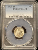 1938-D Mercury Head Dime, MS66FB PCGS (25534)