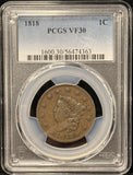 1818 P Coronet Liberty Head Large Cent, VF30 PCGS, (25546)