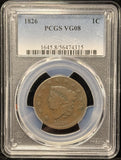1826-P Coronet Liberty Head Large Cent, VG08 PCGS, (25548) (Copy)