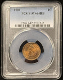 1901-P  Indian Head Cent Small Cent. MS64RB PCGS (25558)