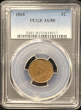 1868-P  Indian Head Cent Small Cent. AU50 PCGS (25566)