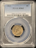 1862-P Indian Head Cent Small Cent. MS63 PCGS (25570)