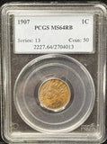 1907-P  Indian Head Cent Small Cent. MS64RB PCGS (25582)