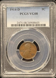 1914-D Lincoln Wheat Cent, Key Date,  VG 08, PCGS. (25598)