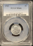 1943-P, Lincoln Wheat Cent, MS66 PCGS. (25606)