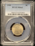 1888-P Liberty "V" Nickel, MS63 PCGS, (25614)