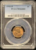 1944-D Lincoln Wheat Cent, MS66RD PCGS. (25620)