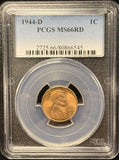 1944-D Lincoln Wheat Cent, MS66RD PCGS. (25622)