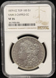 1879-CC. Capped, Morgan Silver Dollar, VF35 NGC. (25674)