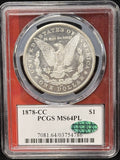 1878-CC Morgan Silver Dollar, MS64PL PCGS+CAC. (25678)